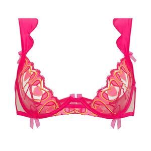 NWT For Love & Lemons Graphic Hearts Underwire Unlined Bra Size Small DD